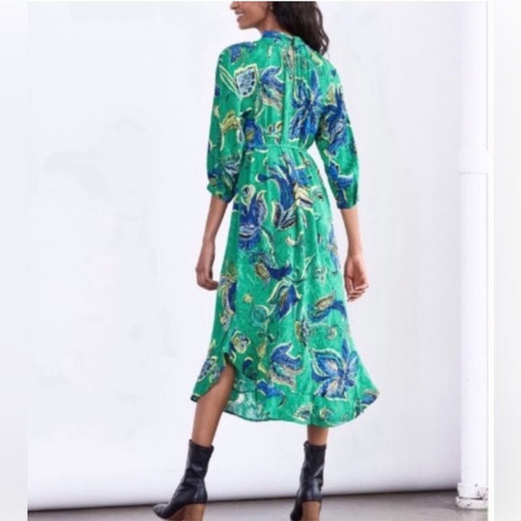 NWT Anthropologie Maeve Mock Neck Dress Maxi Midi Green Summer Paisley Large - Picture 3 of 6